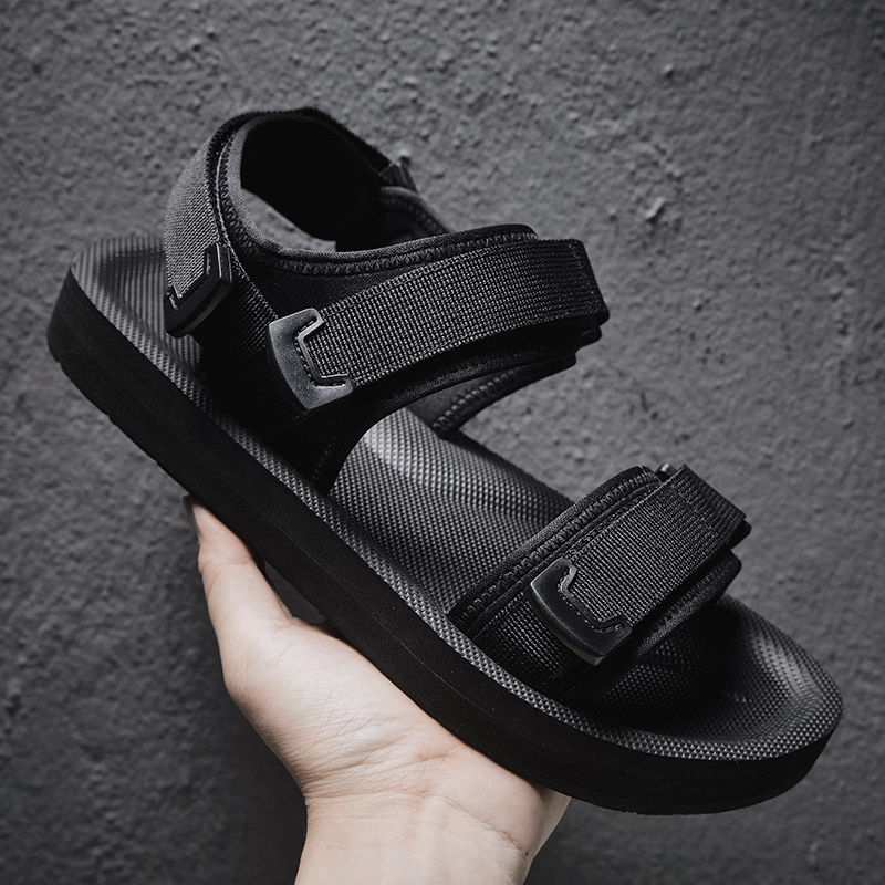 Men'S Shoes With Velcro - Sandales plates réglables pour pieds larges,