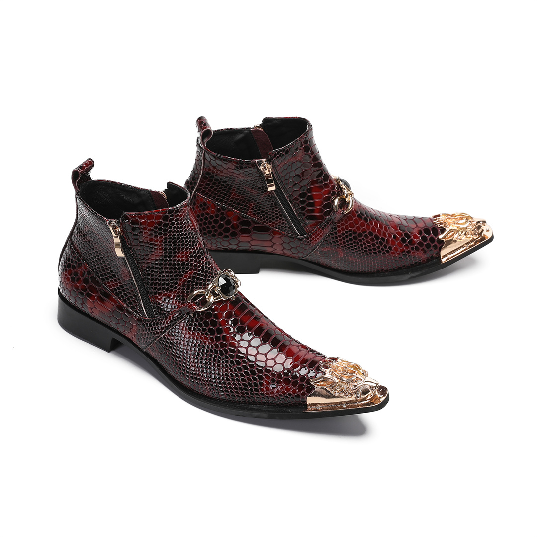 Men'S Shoes Zipper - Bottes courtes en cuir véritable à