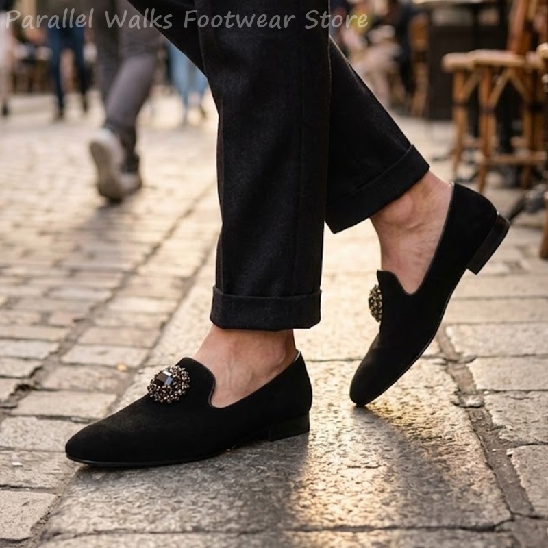 Men Shoes Formal - Mocassins en daim pour hommes, ornés