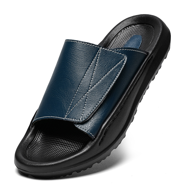 Men'S Shoes With Velcro - Mules en cuir Easy-top pour hommes,
