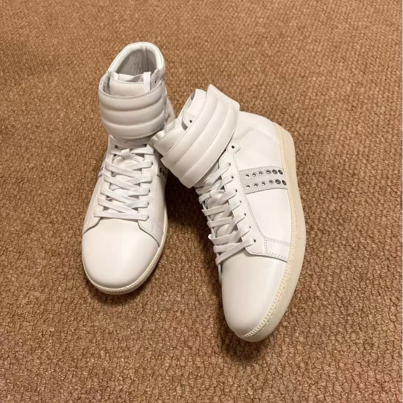 Men Shoes White Colour - Baskets montantes en cuir véritable pour