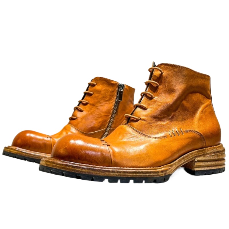 Men'S Shoes Zipper - Bottes montantes en cuir de cheval