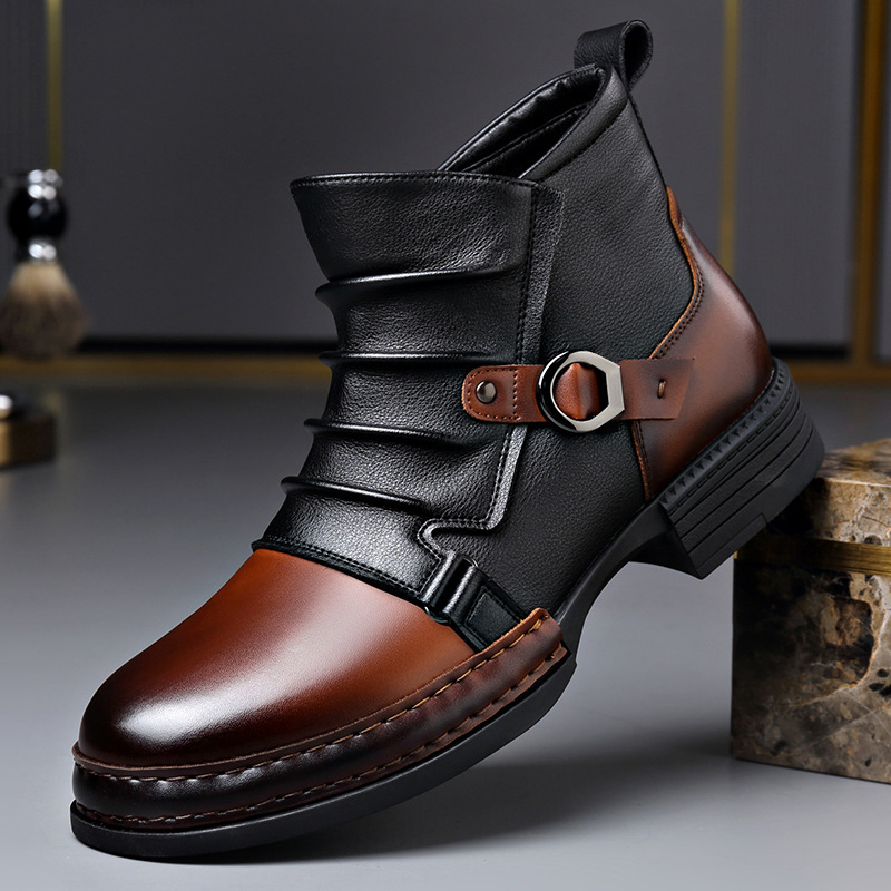 Bottes de moto rétro pour homm - Men'S Shoes Zipper avis et prix