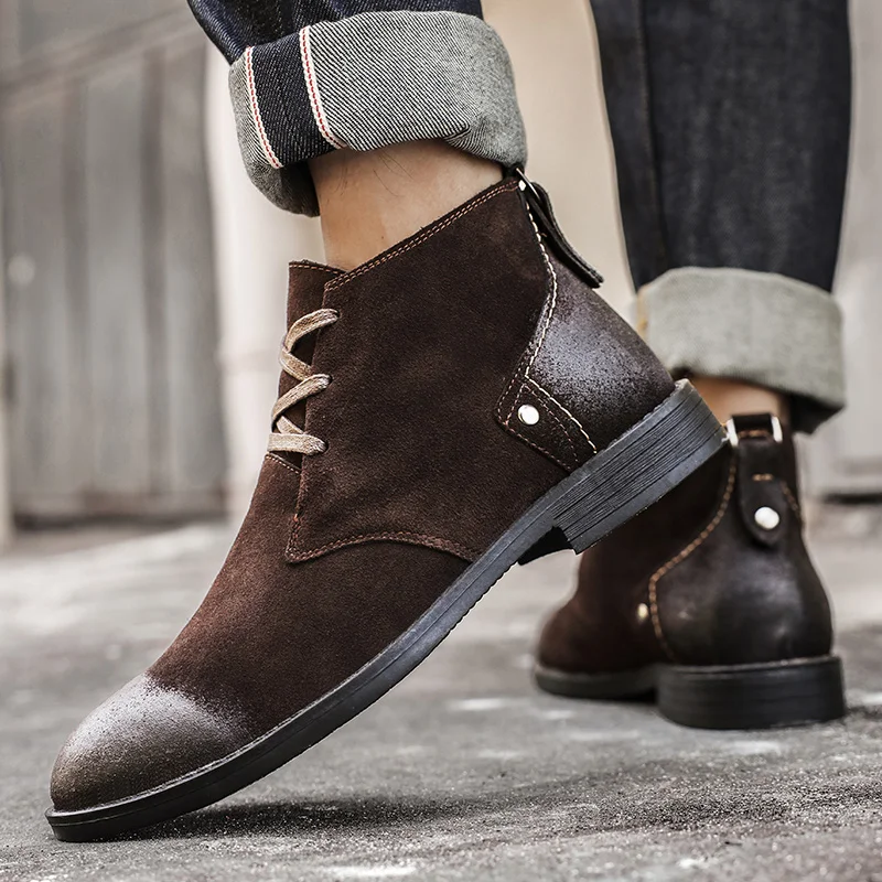 Bottines en daim de vache fait - Men'S Shoes Zipper avis et prix