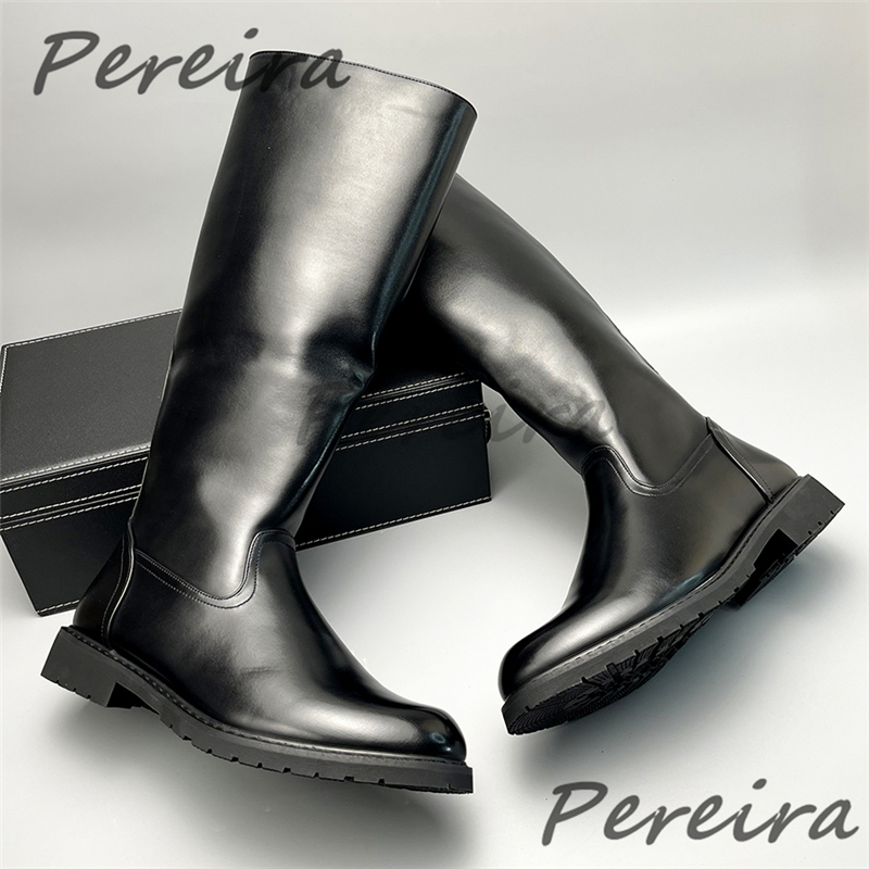 Bottes hautes en cuir noir pou - Men'S Shoes Zipper avis et prix