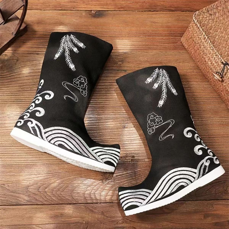 Bottes longues brodées unisexe - Men Shoes White Colour avis et prix