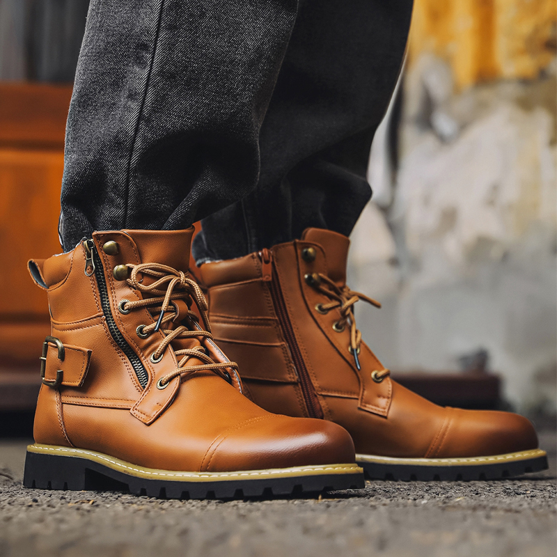 Bottines de moto en cuir pour  - Men'S Shoes Zipper avis et prix